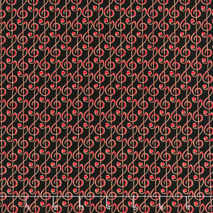 Christmas Musical - Musical G-Clef Black Red Yardage