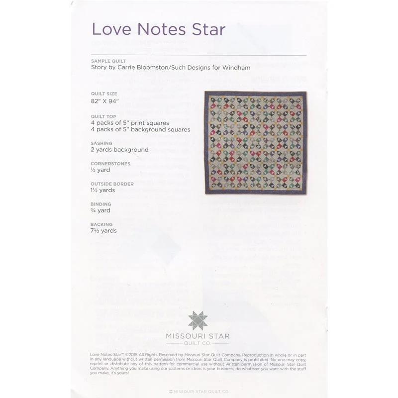 Love Notes Star Quilt Pattern by Missouri Star
