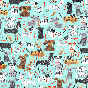 Cloud Cuddle® Print - Mutts Aqua Sea Yardage