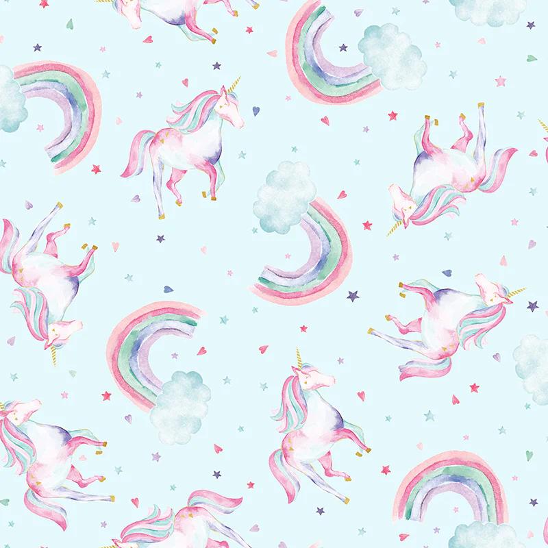 Cloud Cuddle® Print - Unicorn Dreams Pale Blue Minky Yardage