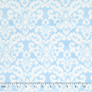Cuddle® Classic Damask - Baby Blue/White 60" Minky Yardage