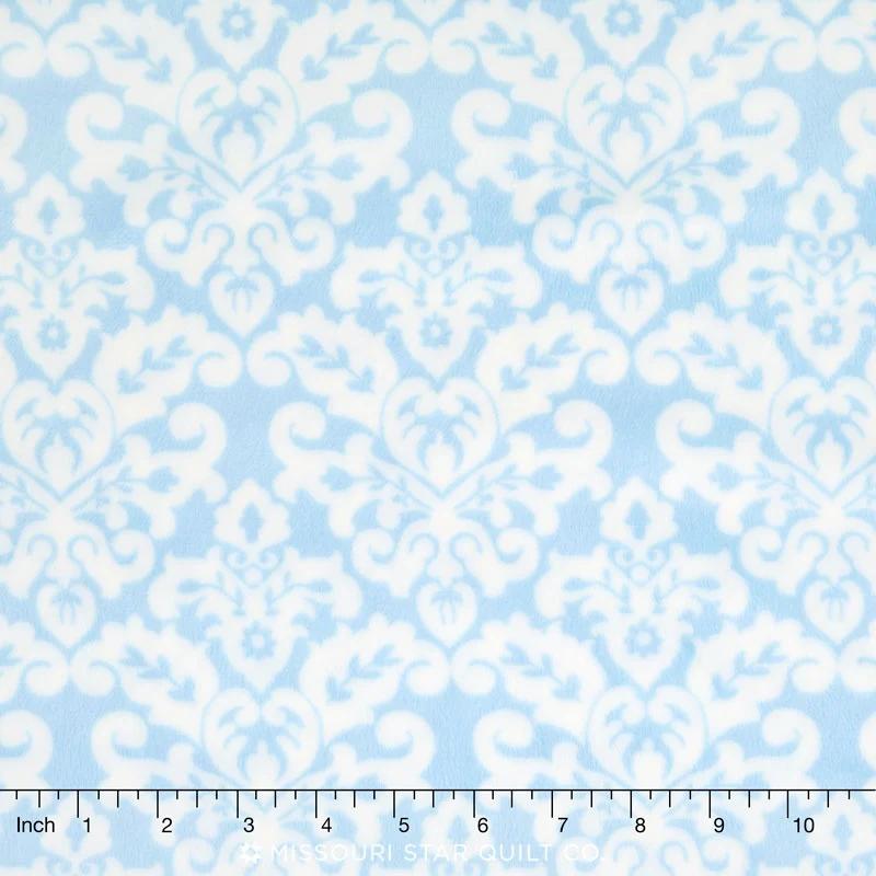 Cuddle® Classic Damask - Baby Blue/White 60" Minky Yardage