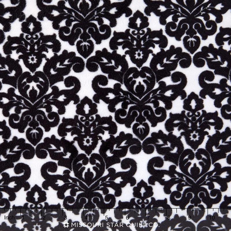 Cuddle® Classic Damask - Snow/Black 60" Minky Yardage