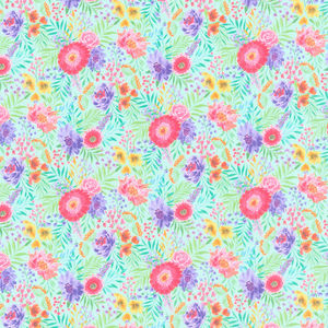 Anisa - Floral with Leaves Mint Yardage