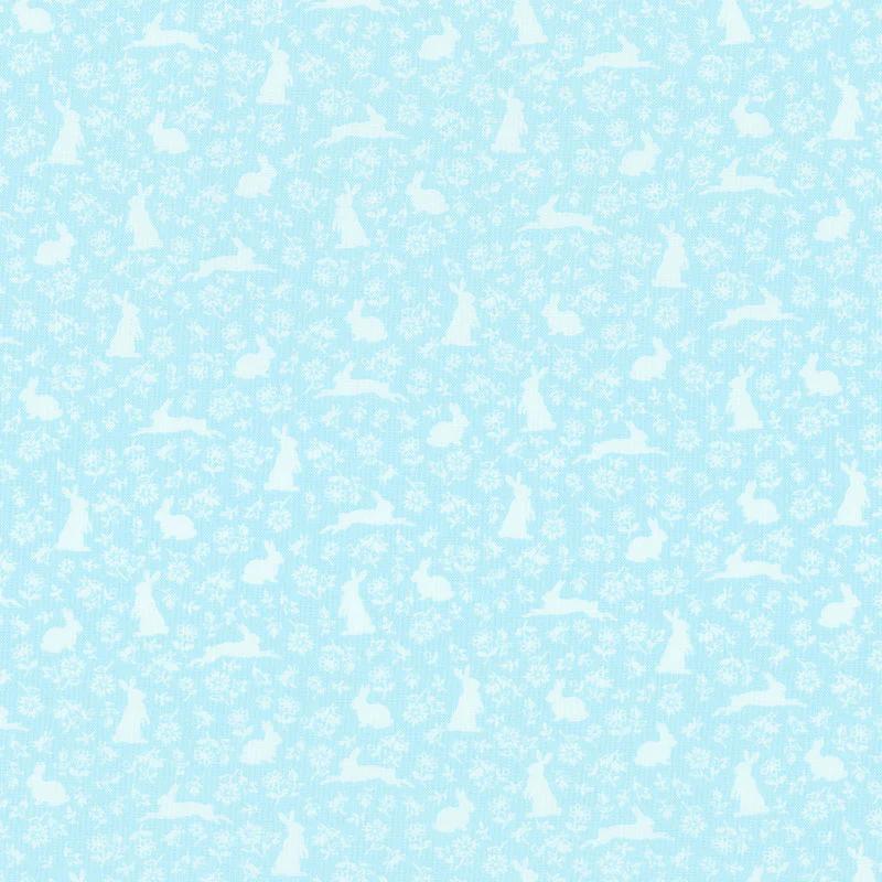 Welcome Spring - Bunnies Teal Yardage
