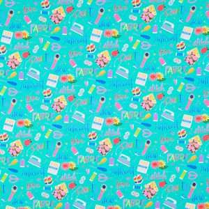 Quilt Retreat - Sewing Notions Turquoise Yardage