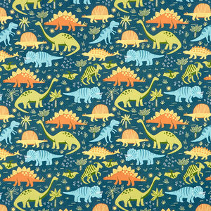 Stomp Stomp Roar - Dino Stomp Teal Yardage