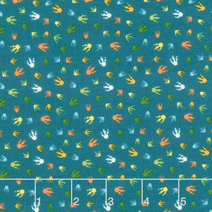Stomp Stomp Roar - Footprints Teal Yardage