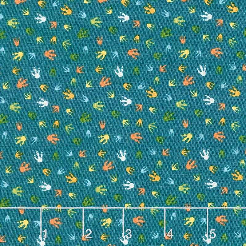 Stomp Stomp Roar - Footprints Teal Yardage