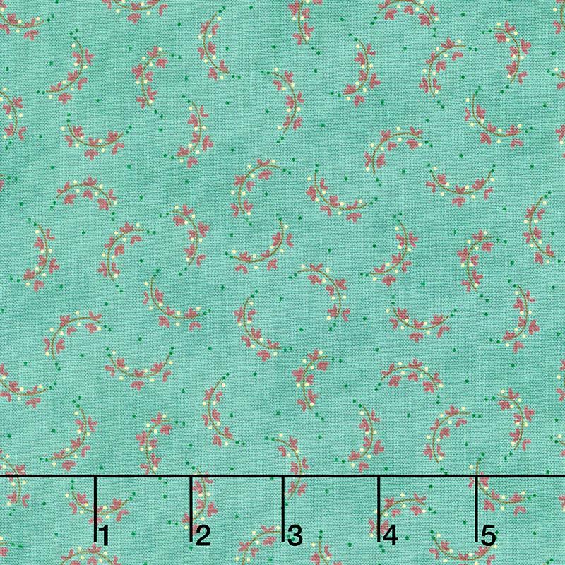 Scraps of Kindness - Heart Sprays Turq Yardage
