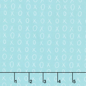 XOXO - Hugs & Kisses Light Teal Yardage