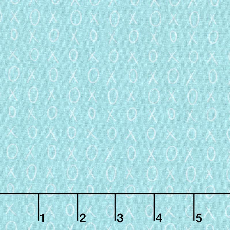 XOXO - Hugs & Kisses Light Teal Yardage