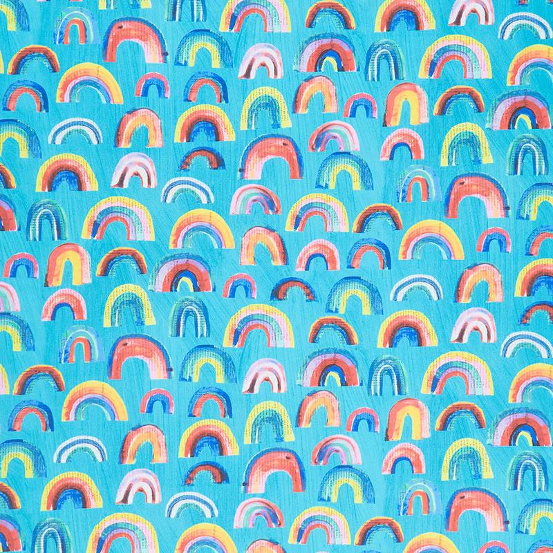 Happy - Paper Rainbows Turquoise Yardage