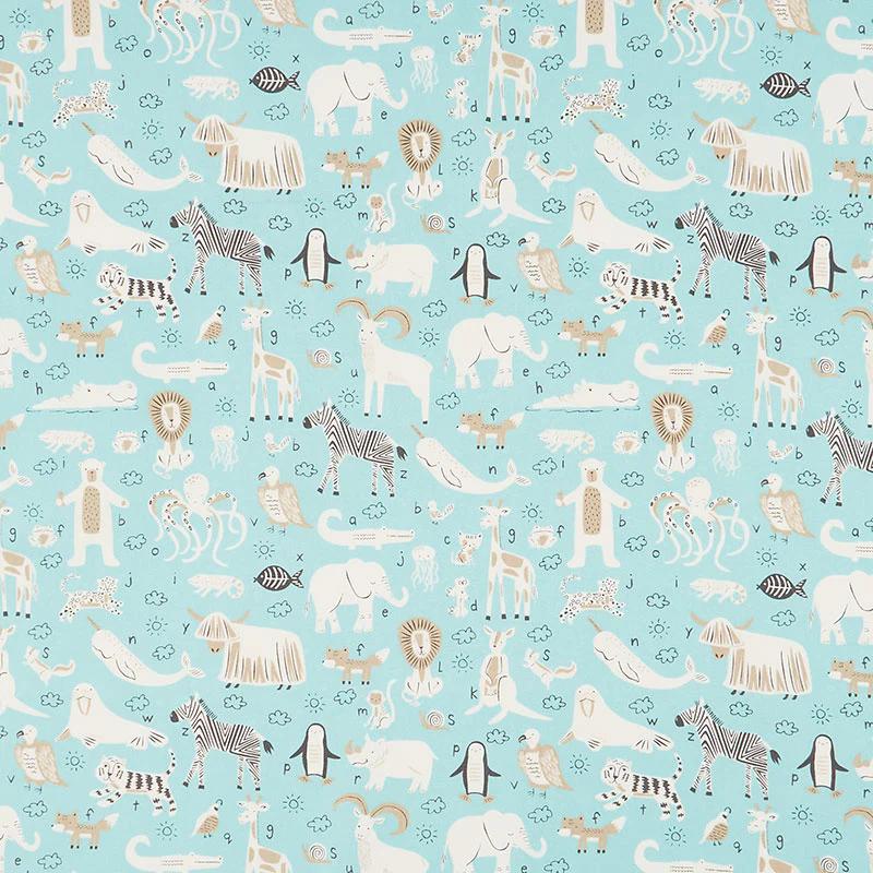 ABC XYZ - Alphabet Animals Aqua Yardage