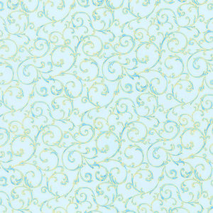 Royal Plume - Scrolls Sky Metallic Yardage
