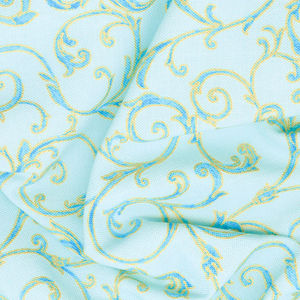 Royal Plume - Scrolls Sky Metallic Yardage