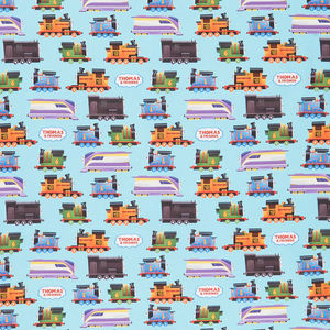 Full Steam Ahead - Trains Aqua Yardage
