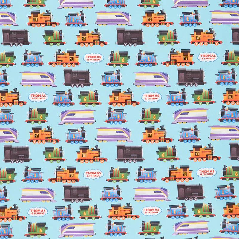 Full Steam Ahead - Trains Aqua Yardage
