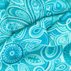 Inspiration Collection for Ovarian Cancer - Medallions Teal Metallic Yardage