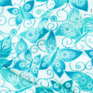 Inspiration Collection for Ovarian Cancer - Butterflies Teal Metallic Yardage