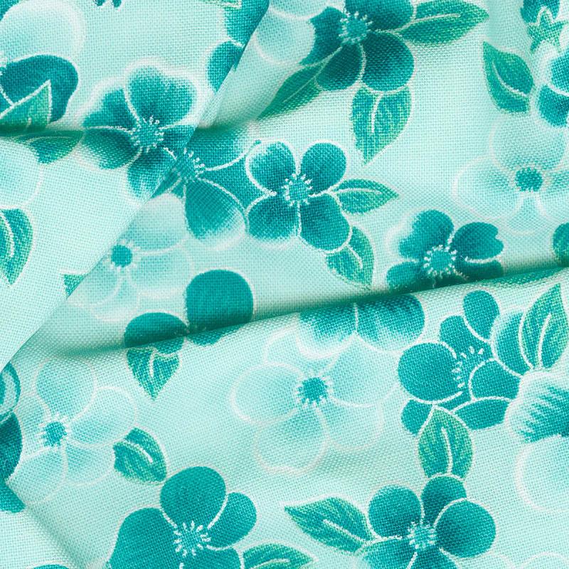 Inspiration Collection for Ovarian Cancer - Pansies Teal Metallic Yardage