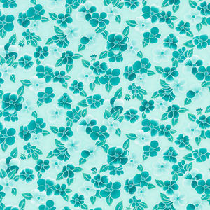 Inspiration Collection for Ovarian Cancer - Pansies Teal Metallic Yardage