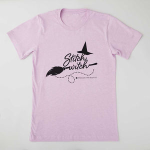 Missouri Star Stitch Witch Heather Prism Lilac T-shirt - L