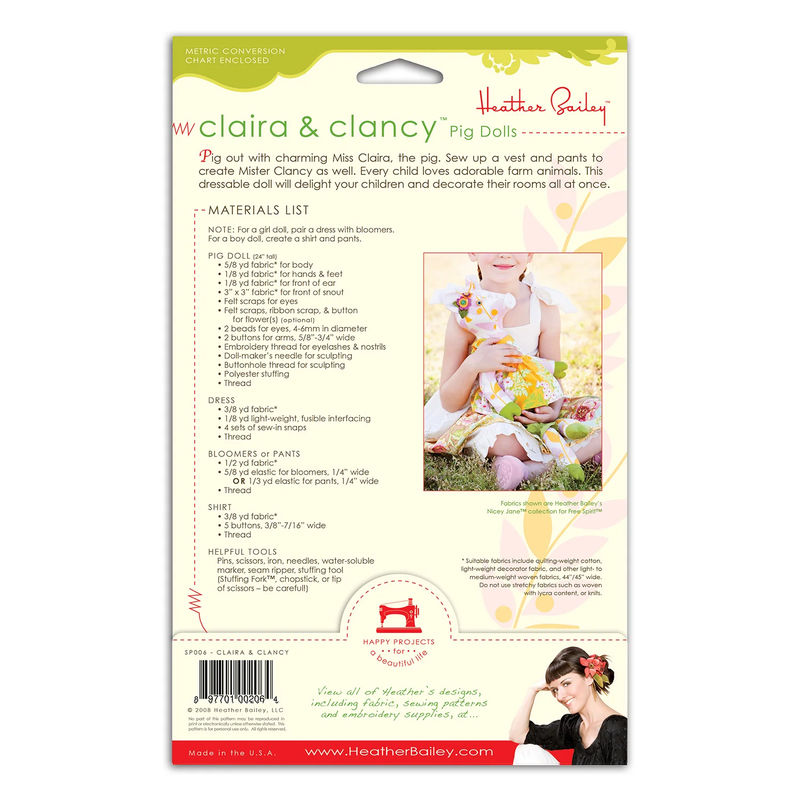 Claira & Clancy Pig Dolls Pattern