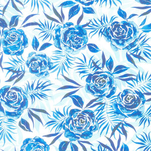 Coming Up Roses - Prussian Rose Cloud Sapphire Yardage