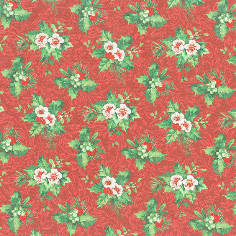 Yuletide Traditions - Hellebore Red Multi Yardage